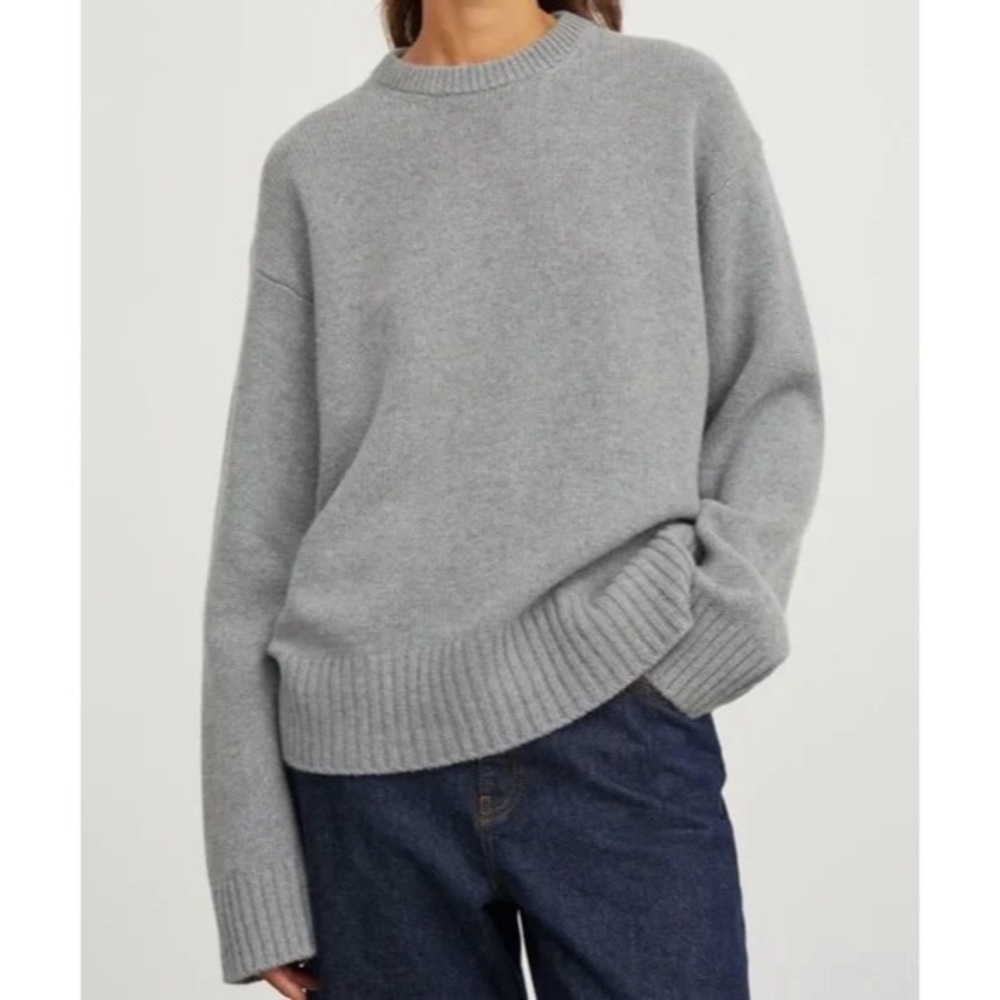 SKALL Studio Poe Jumper in Charcoal Grey Merino Wool Rib Knit Warm Cozy Basics